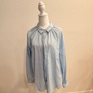 Laura Ashley Light Blue Button-Down Blouse – Size XL